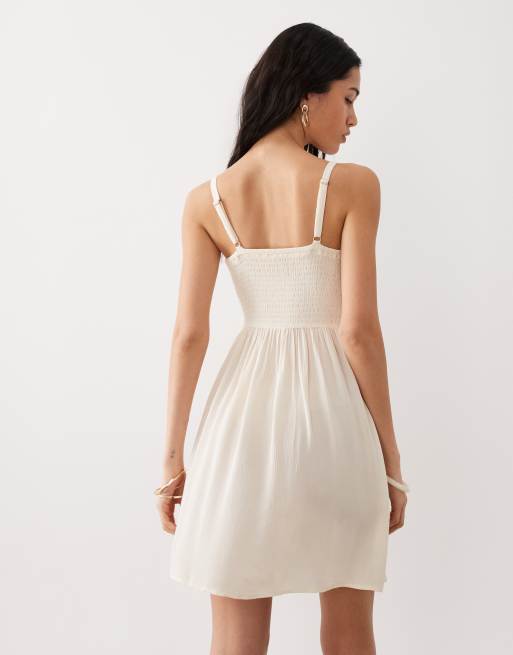 Free Society - Robe de plage courte froncée - Crème, 2 de 4