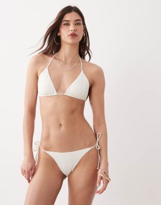 Free Society Ruffle Triangle Bikini Top In White