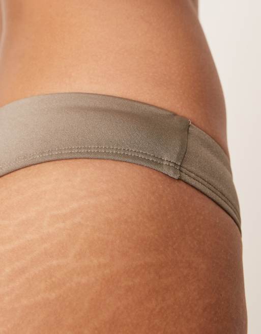 Free Society - Slip bikini sgambati color oliva, 4 di 4