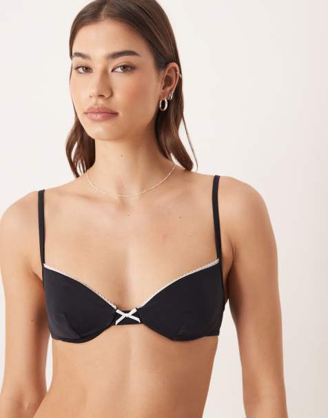 Free Society - Sort bikini med picotkant i kontrastfarve - view 1