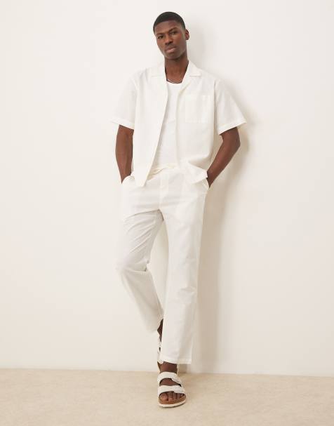 Free Society linen blend beach trouser co-ord in off white