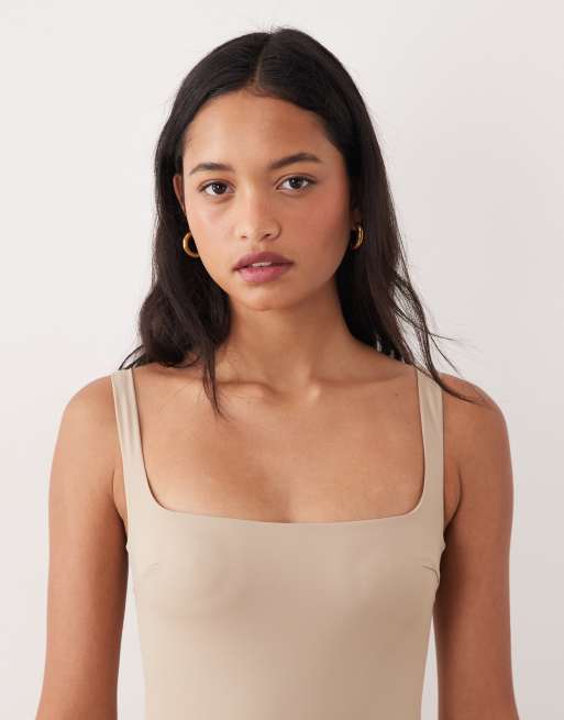Free Society square neck swimsuit in coffee, 2 of 4