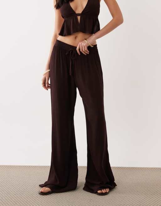 Free Society – Strandhose in Dunkelbraun mit weitem Bein, 2 von 5