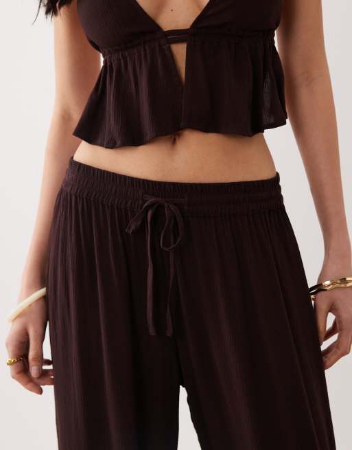 Free Society – Strandhose in Dunkelbraun mit weitem Bein, 5 von 5