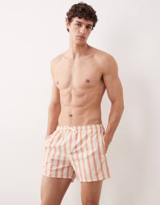 Free Society swim shorts in orange stripes orange