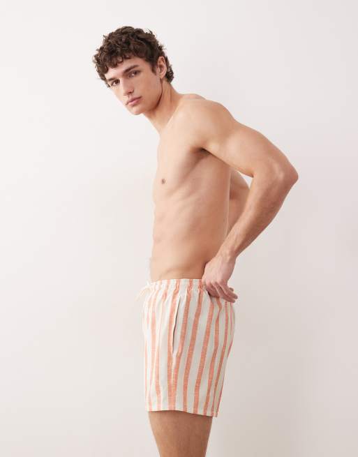 Free Society swimshort in orange stripe, 2 of 5