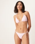 [Free Society] Free Society textured tie side bikini bottoms in pink 10 Pink