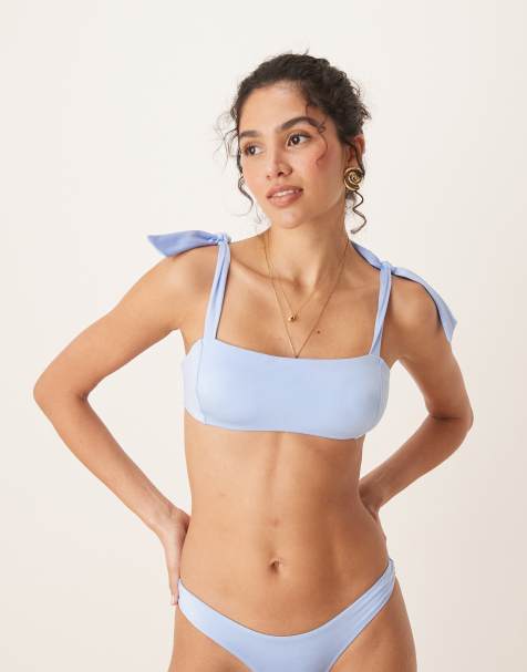 Free Society tie strap bikini top in sky blue - view 1