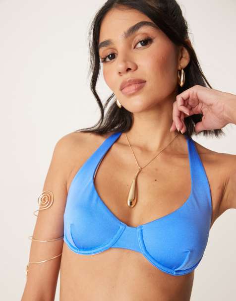 Free Society - Top bikini blu cobalto con ferretto - view 1