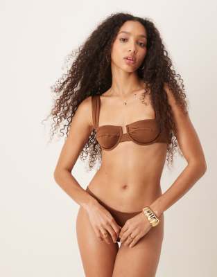 Free Society - Top bikini marrone con ferretto - view 1
