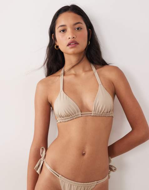 Free Society triangle bikini top in coffee - view 1
