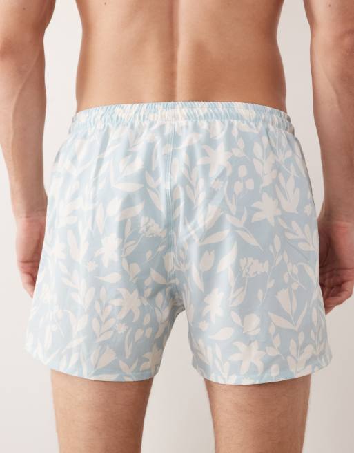 Free Society - Vintageblå badeshorts med bladprint , 5 af 5