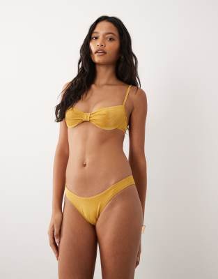 Free Society Wrap Bikini Bottom In Gold