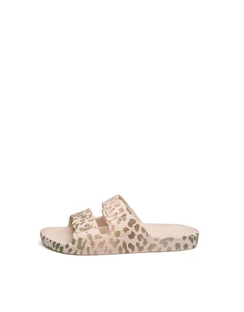 Freedom Moses scented sandals in cream leopard print  - STONE - view 1
