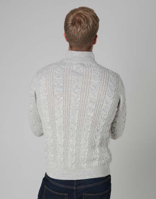 French Connection 1/2 zip cable knit jumper in ecru, 2 of 4