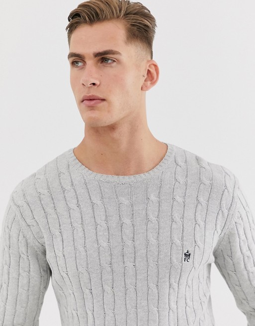 French Connection 100% cotton logo cable knit jumper