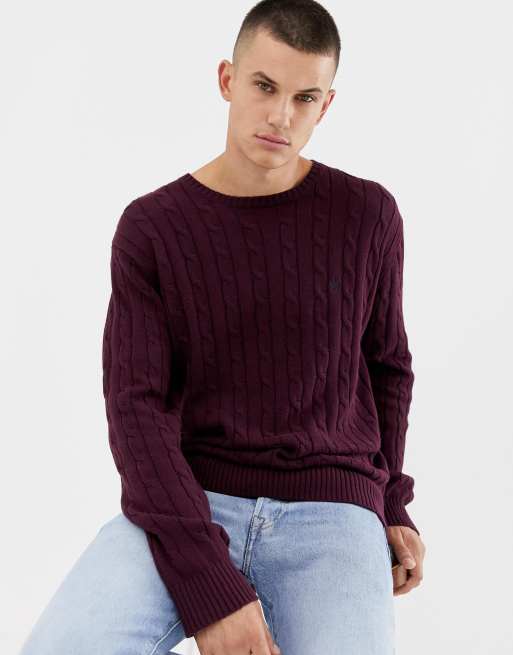 French Connection 100% Cotton Logo Cable Knit Jumper | ASOS