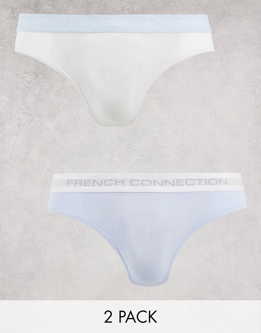 French Connection 2 pack briefs in white saltwater blue mix-Multi