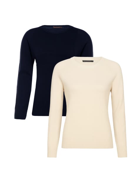 French Connection 2 pack cosy soft touch crew neck raglan jumper in navy