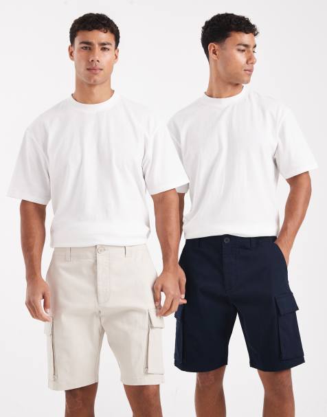 French Connection 2 pack cotton cargo shorts in navy - view 1