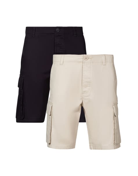 French Connection 2 pack cotton cargo shorts in navy