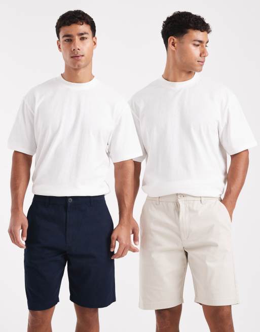 French Connection 2 pack cotton chino shorts in navy