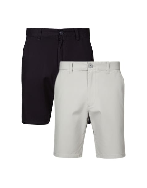 French Connection 2 pack cotton chino shorts in navy - view 1