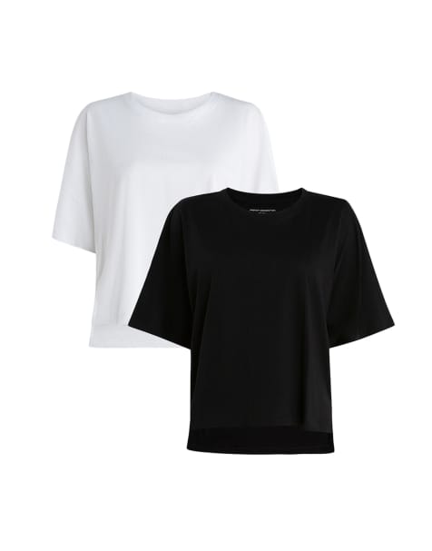 French Connection 2 pack cotton crew neck boxy fit short sleeve t-shirts in black