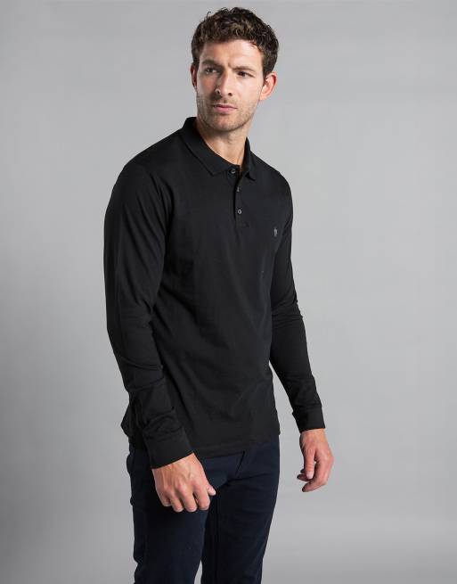 French Connection 2 pack cotton long sleeve polo shirts in black, 2 of 6