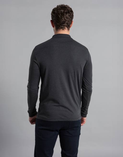 French Connection 2 pack cotton long sleeve polo shirts in black, 3 of 6