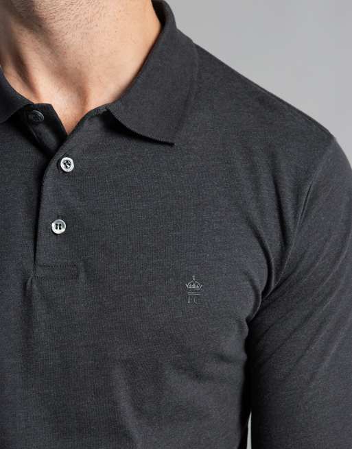 French Connection 2 pack cotton long sleeve polo shirts in black, 5 of 6