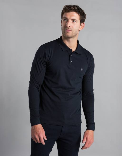 French Connection 2 pack cotton long sleeve polo shirts in navy, 5 of 5