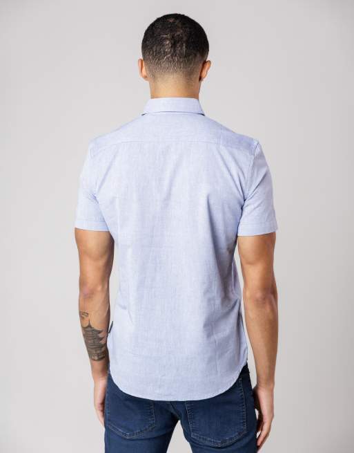 French Connection 2 pack cotton short sleeve oxford shirts in blue, 3 of 4