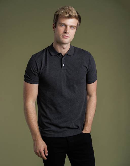 French Connection 2 pack cotton short sleeve pique polo shirts in black, 2 of 6