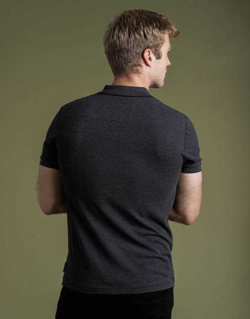 French Connection 2 pack cotton short sleeve pique polo shirts in black, 3 of 6