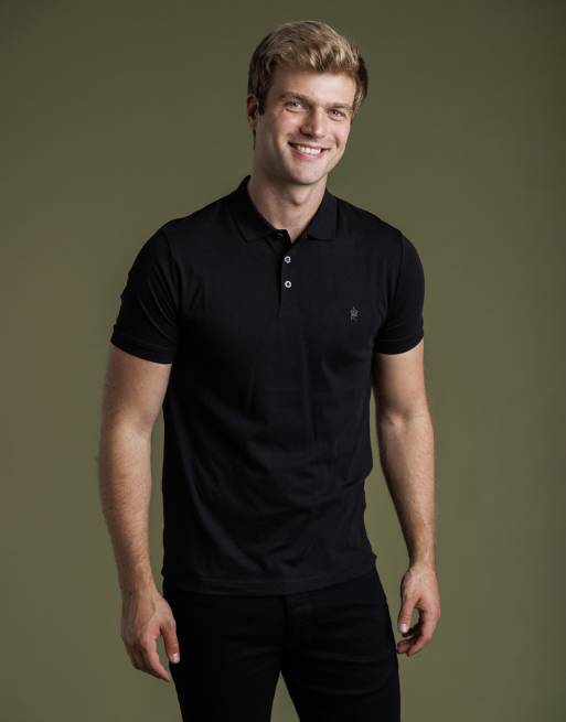 French Connection 2 pack cotton short sleeve pique polo shirts in black, 6 of 6