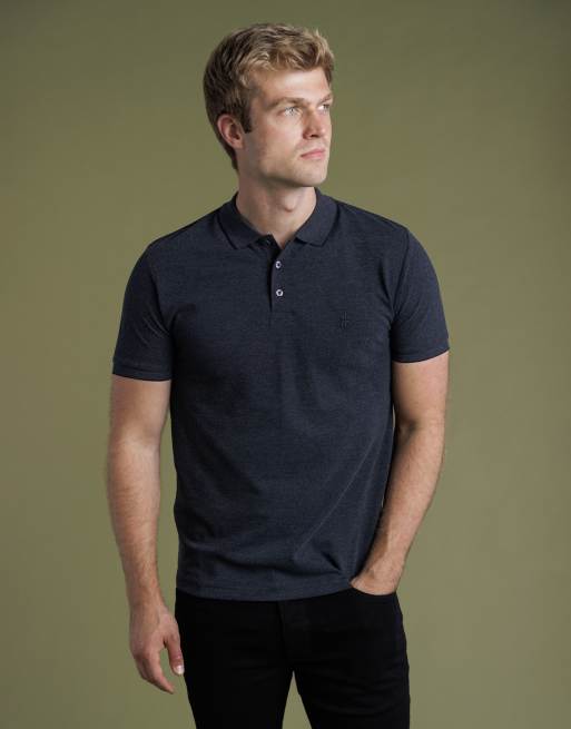 French Connection 2 pack cotton short sleeve pique polo shirts in navy, 6 of 6