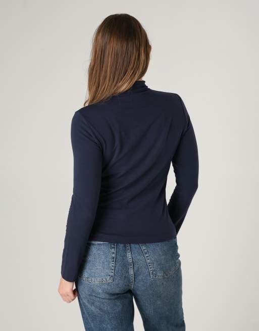 French Connection 2 pack cotton turtle neck long sleeve tops in navy, 4 of 4
