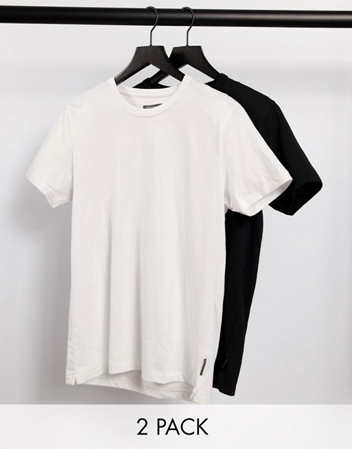 French Connection 2 Pack crew neck t-shirt in black white