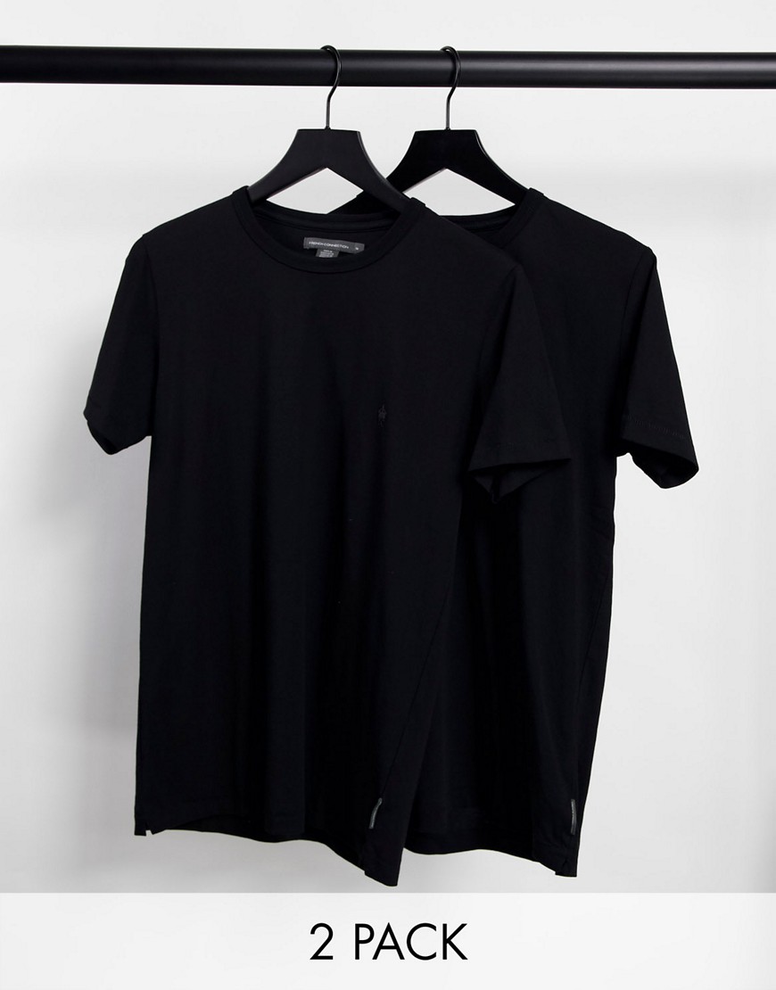 French Connection 2 Pack crew neck t-shirt in black