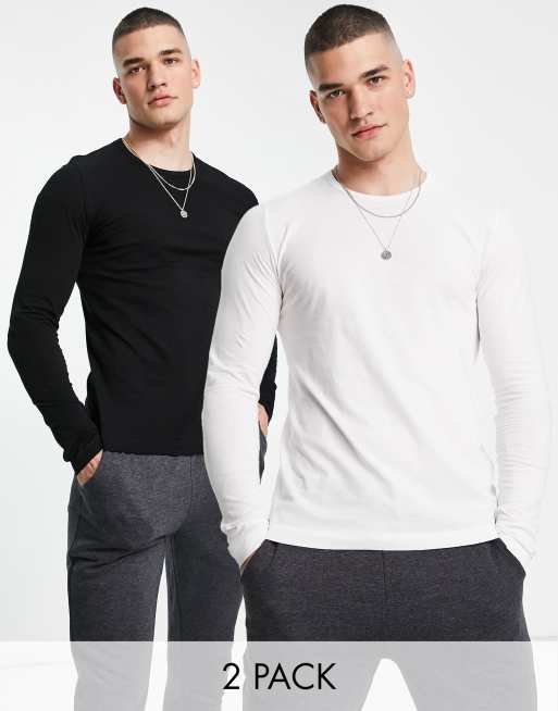 French Connection 2 pack long sleeve top in black & white