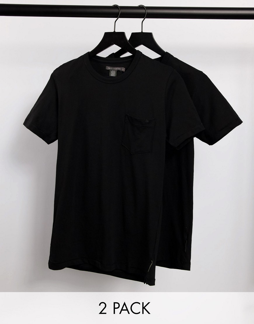 French Connection 2 Pack Crew Neck T-shirt In Black