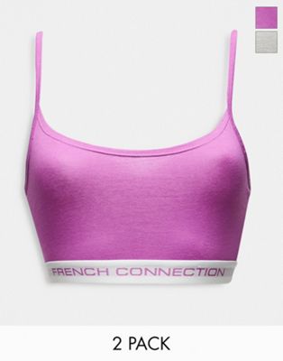 French Connection 2 pack strappy bralettes in pink violet and grey mel - ASOS Price Checker