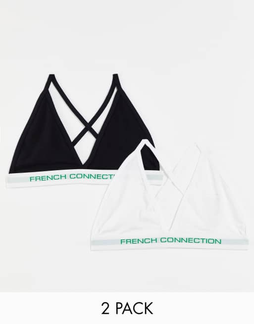 French Connection 2 pack triangle bras in white