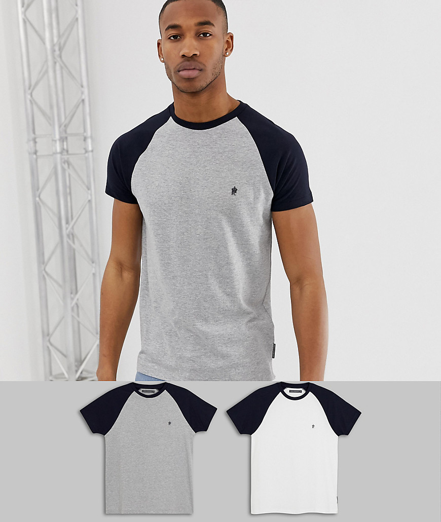 French Connection 2 pakke med raglankontrast t-shirts-Multifarvet