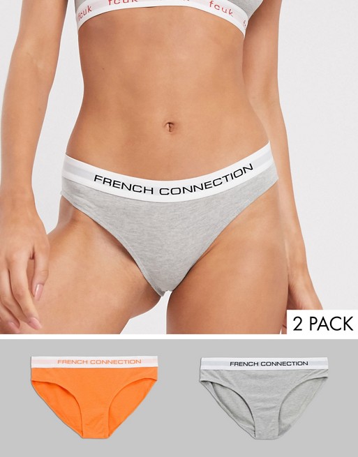 French Connection 2 pk brief in orange & grey