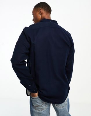 French Connection 2 pocket long sleeve flannel shirt in navy