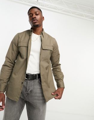 French Connection 2 pocket overshirt in khaki - ASOS Price Checker