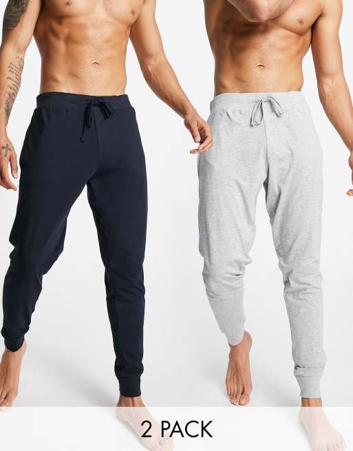 French Connection – 2er-Pack Jogginghose in Marineblau und Hellgrau meliert