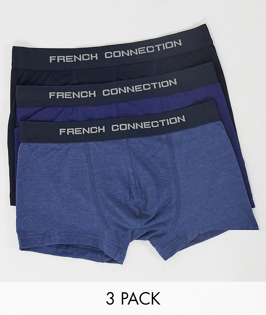 French Connection 3-pack Boxer Briefs In Multi Waistband-black